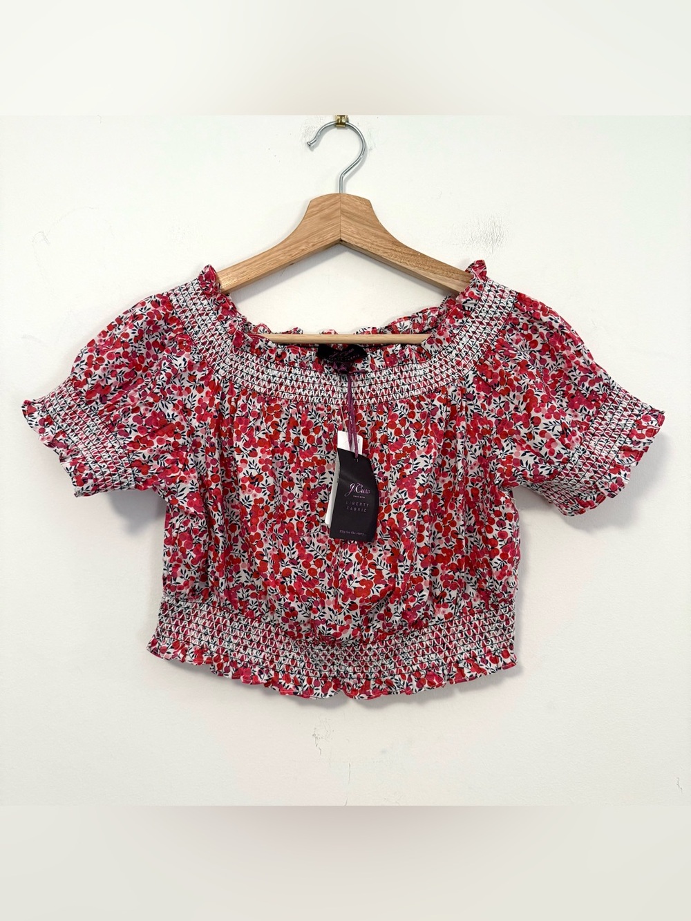 NWT J.Crew Liberty London Wiltshire Floral Smocked Crop Top Medium